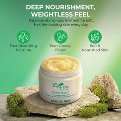 Jar label highlights clean ingredients and no fillers from Emu Joy Relief Balm.