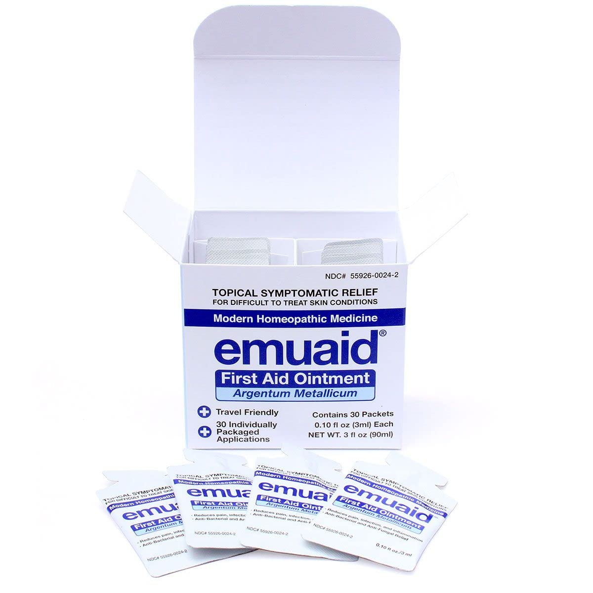 Emuaid ointment on-the-go application for quick relief.