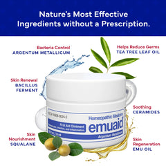 EMUAID ointment packaging close-up emphasizing 16oz jar