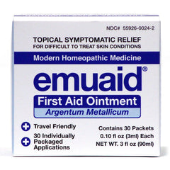 Emuaid travel-pack single-use packets for on-the-go skin support.