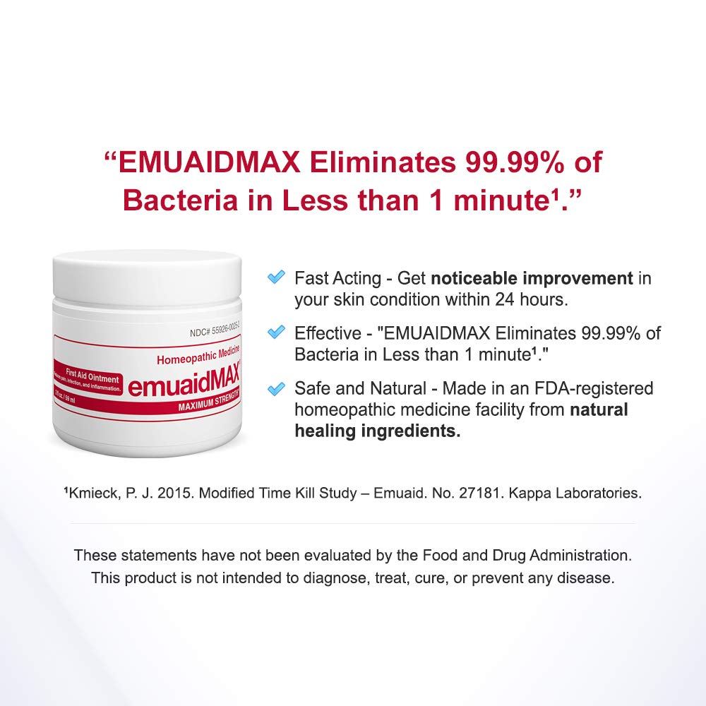16oz emuaidMAX jar resting on bathroom shelf