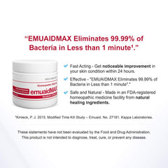 16oz emuaidMAX jar resting on bathroom shelf