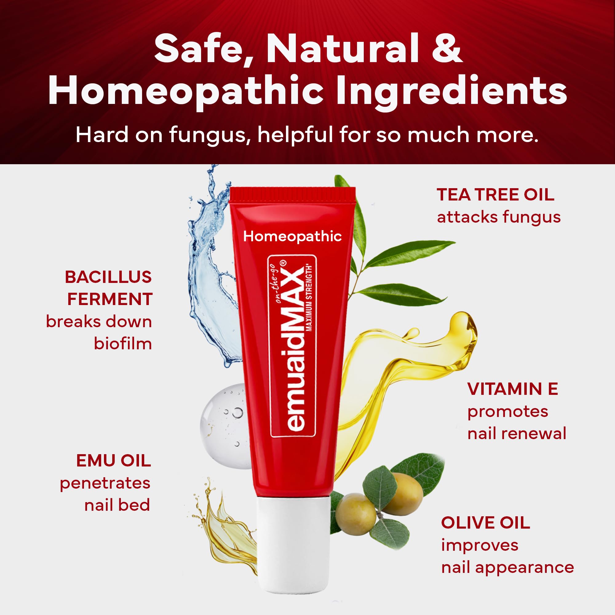 EMUAIDMAX product with Vitamin E for nail and skin support.