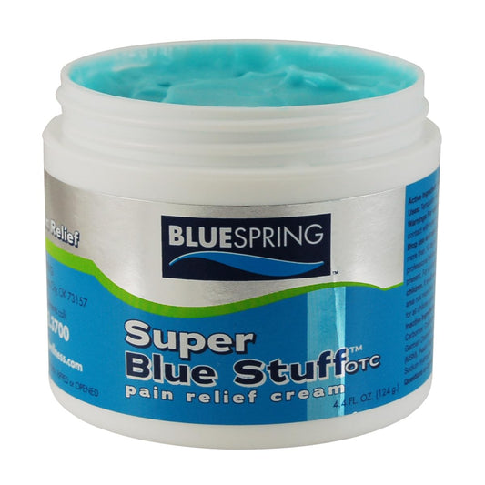 Emu Therapy Bluespring pain cream bottle pour for soothing comfort during activity