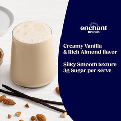 Pour shot invites blending a smooth vanilla almond shake