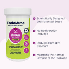 Endomune Jr Advanced kid-digestive journey on packaging hints ease and comfort.