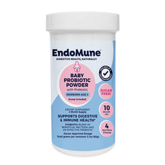 Endomune Jr probiotic powder bottle ready for gentle tummy comfort in babies