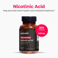 Endur-Acin bottle label view highlighting extended-release niacin for steady daily intake.