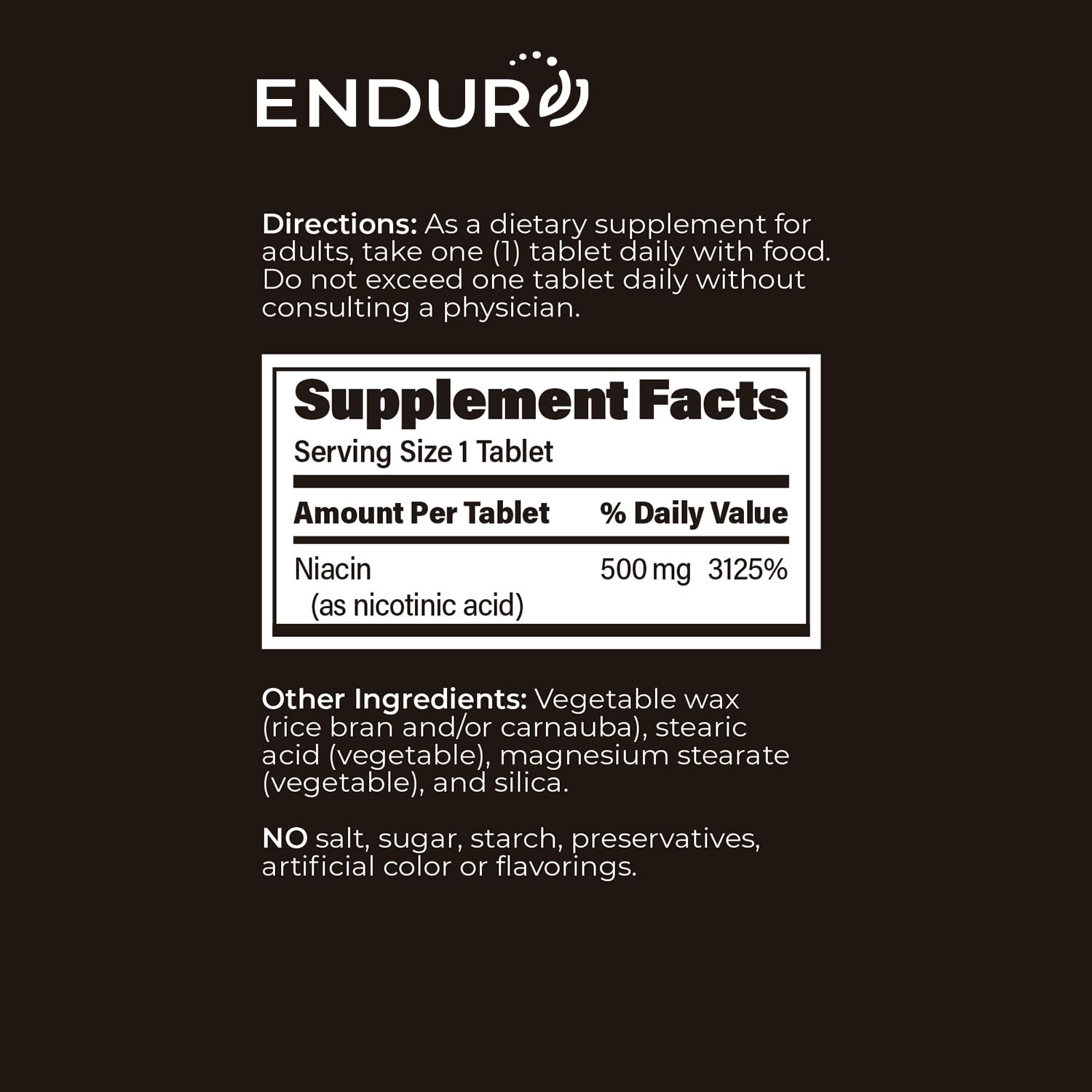 Endur-Acin vegan gluten-free icons underline dietary compatibility.