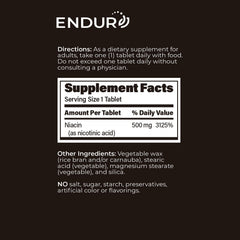 Endur-Acin vegan gluten-free icons underline dietary compatibility.