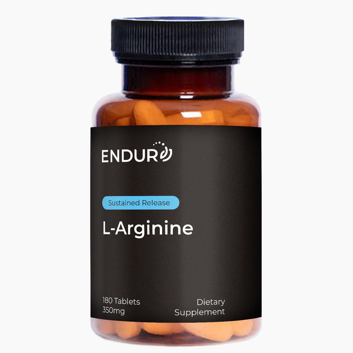 Endurance Products ENDUR L-Arginine bottle with 350 mg dose; supports nitric oxide production.
