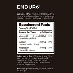 Endur Cal-Mag Complex bottle back view shows clear ingredient information for trust