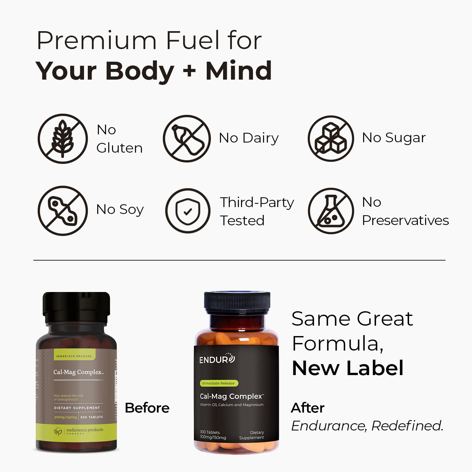 Endur Cal-Mag Complex label detail presents a 2:1 calcium to magnesium ratio with vitamin D3
