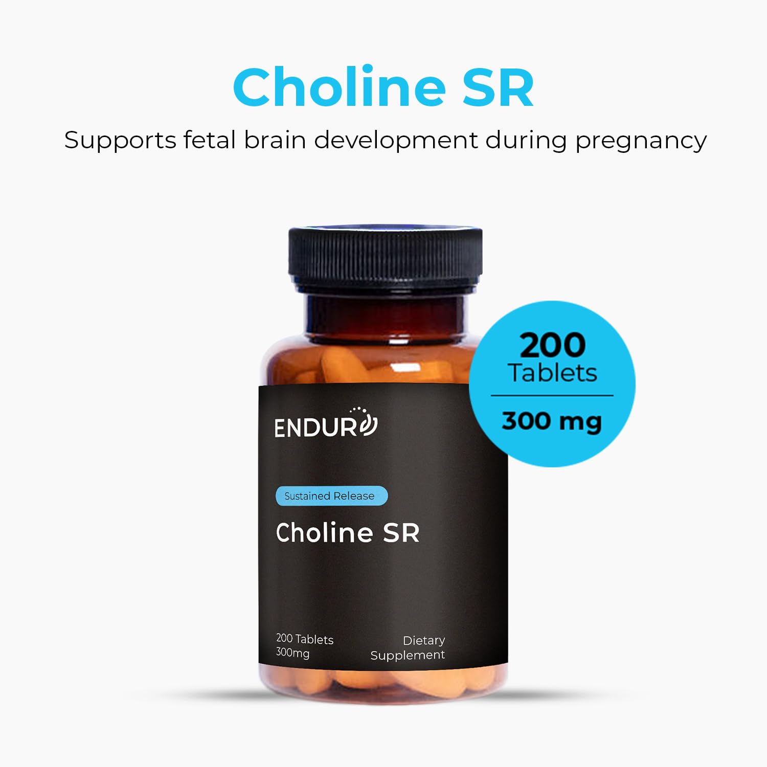 Endurance Choline L(+)-Bitartrate SR capsules shown for daily support.