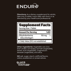 Endurance ENDUR Dihydroberberine release graphic illustrating 6–8 hour control.