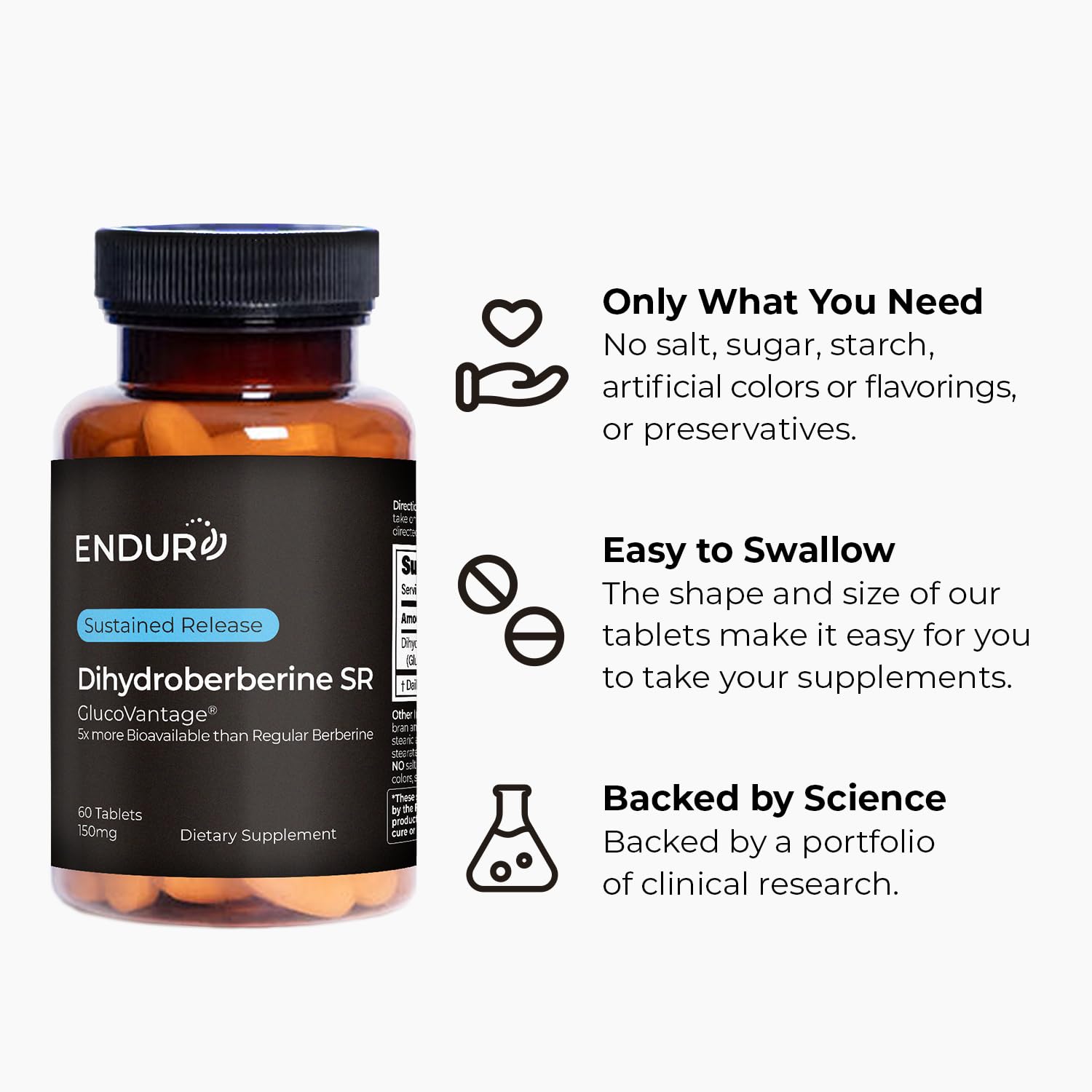 Endurance ENDUR Dihydroberberine bottle reflects USA-made quality.