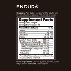 Endur Omega-3 USA-made seal on packaging.