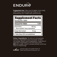 Endur Resveratrol gluten-free and vegan, suitable for various lifestyles