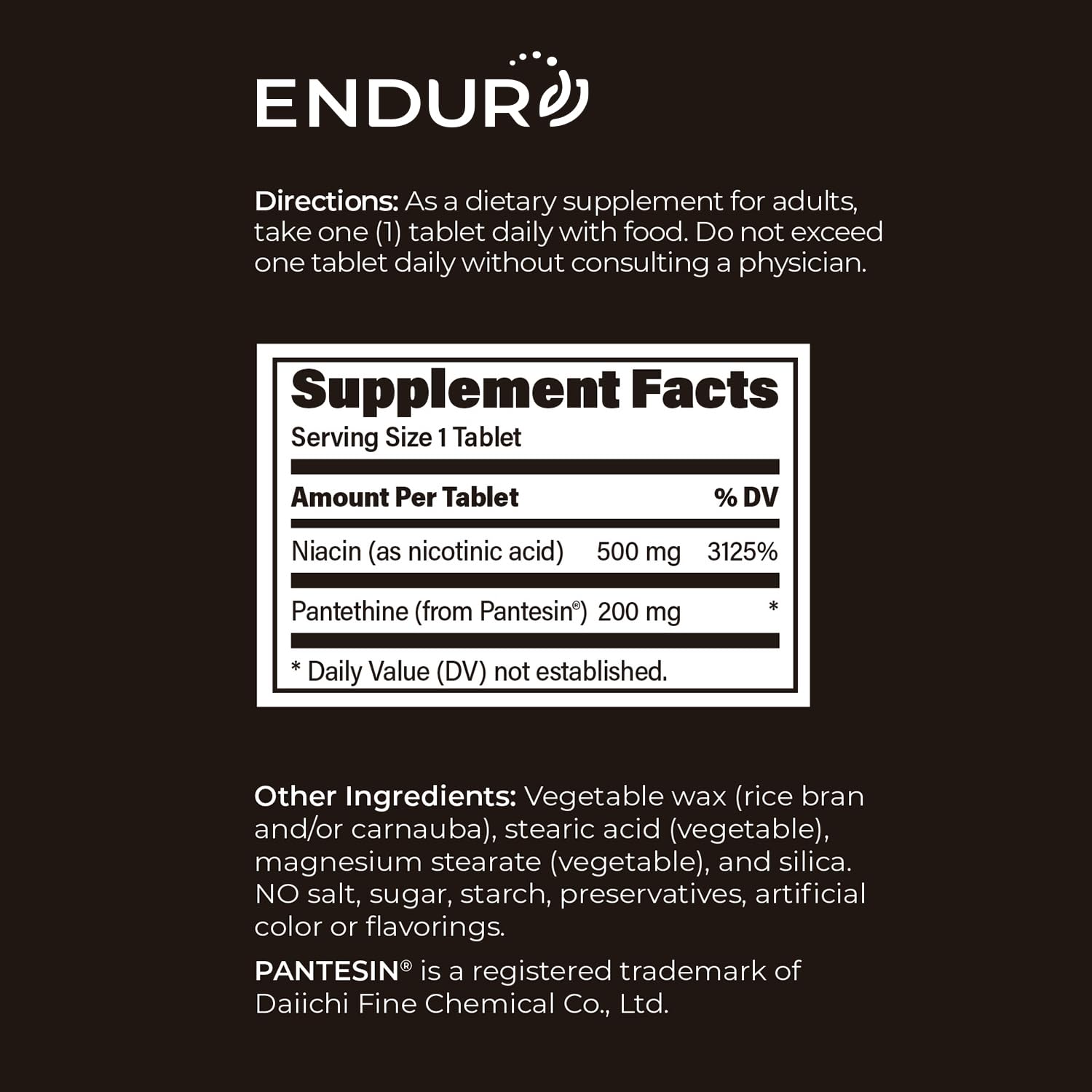 Endur-Thine Niacin packaging view emphasizes USA-made quality