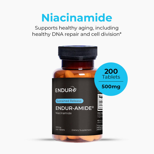 Endur-Amide packaging front showcasing vegan and gluten-free credentials.