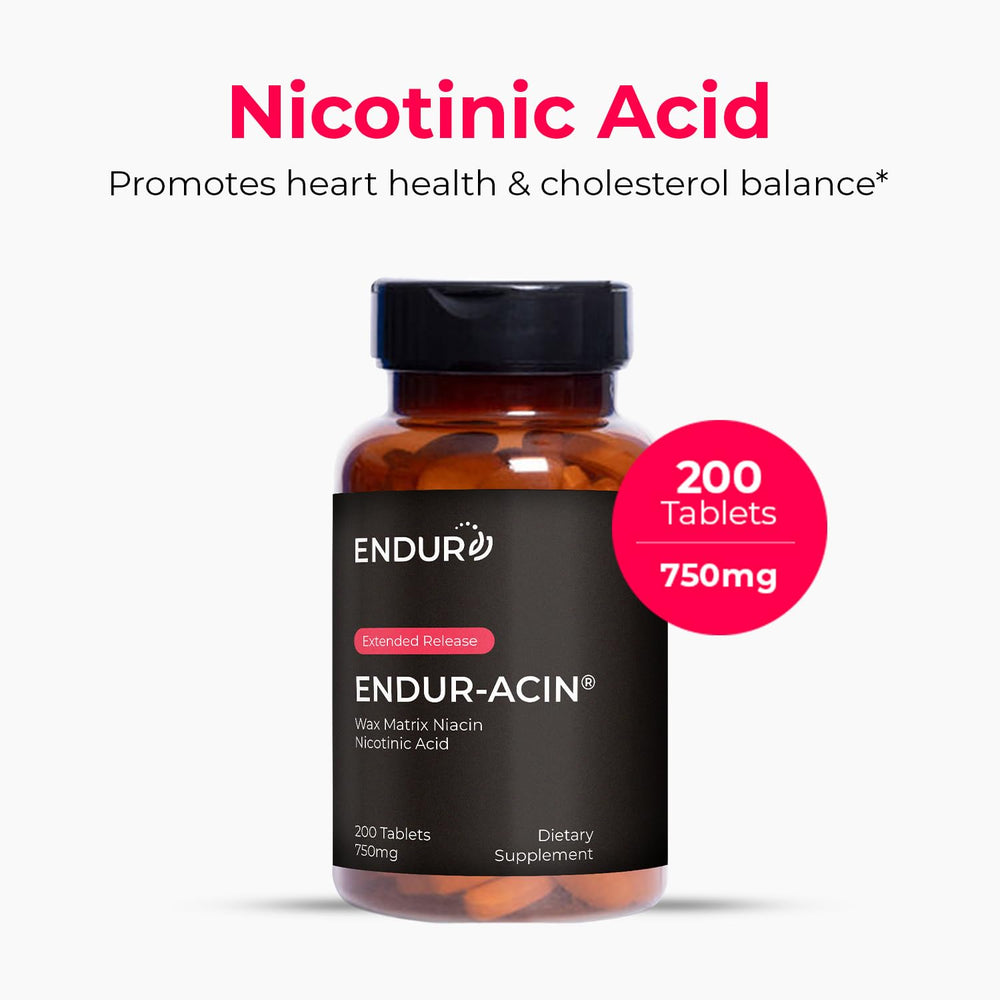 Endur-acin tablet closeup reveals extended-release coating for gentler absorption.