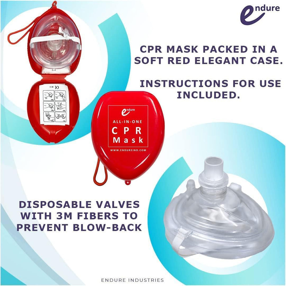 Endure CPR mask with safety valve enhances protection during use.
