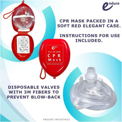 Endure CPR mask with safety valve enhances protection during use.