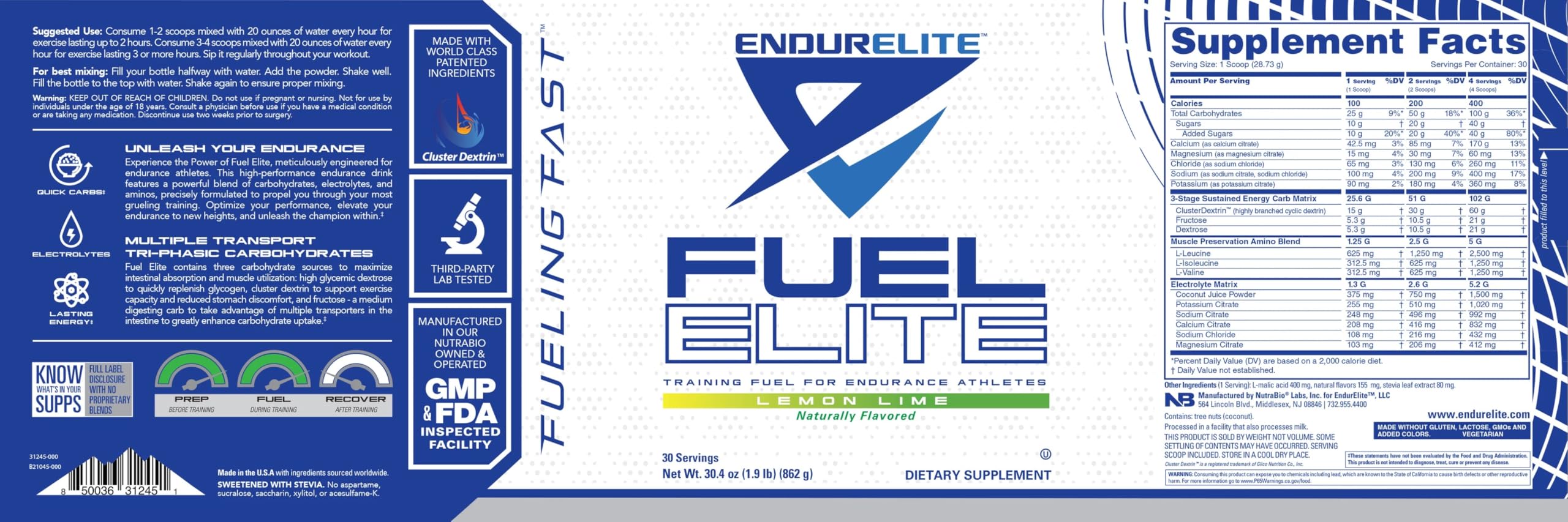EndurElite endurance fuel mixed in water for hydration during workouts