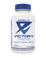 EndurElite Victory Caps bottle front shows portable capsules for on-the-go energy.