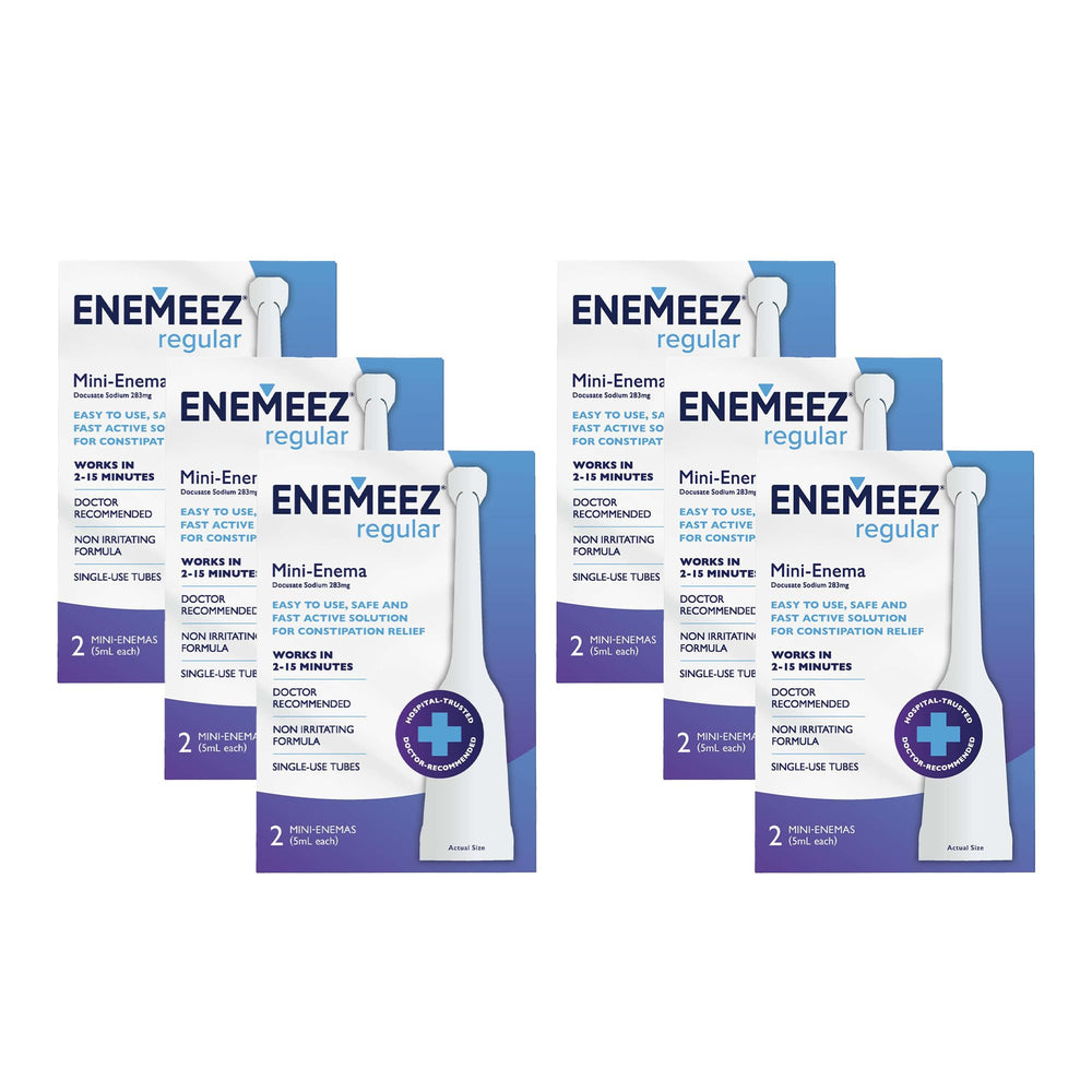 Enemeez mini enema box with 0.84 oz bottle for fast relief.