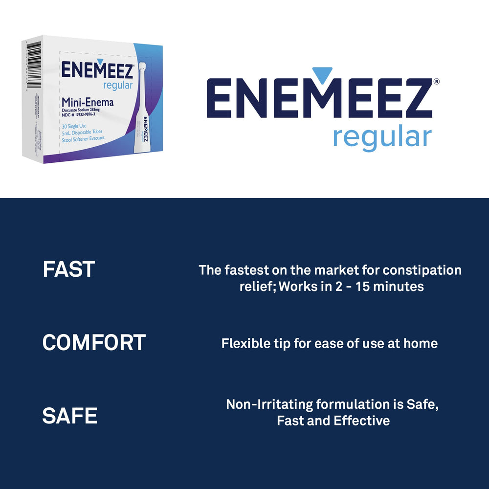 Enemeez Mini Enema contains 283 mg docusate sodium for stool softening.