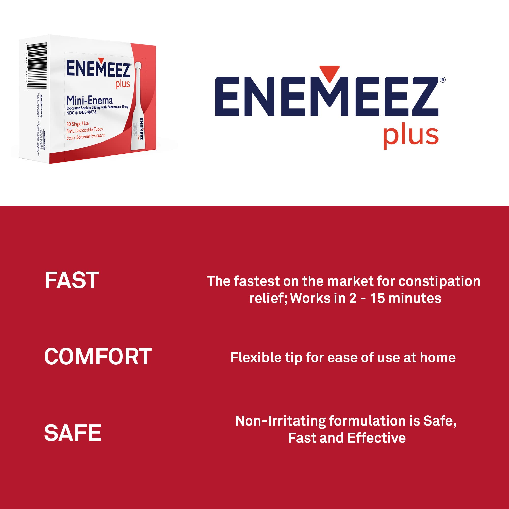 Enemeez Plus docusate sodium ingredient enhances lubrication