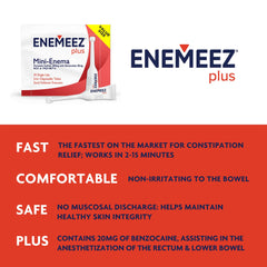 Enemeez Plus docusate sodium visual highlighting stool-softening action.