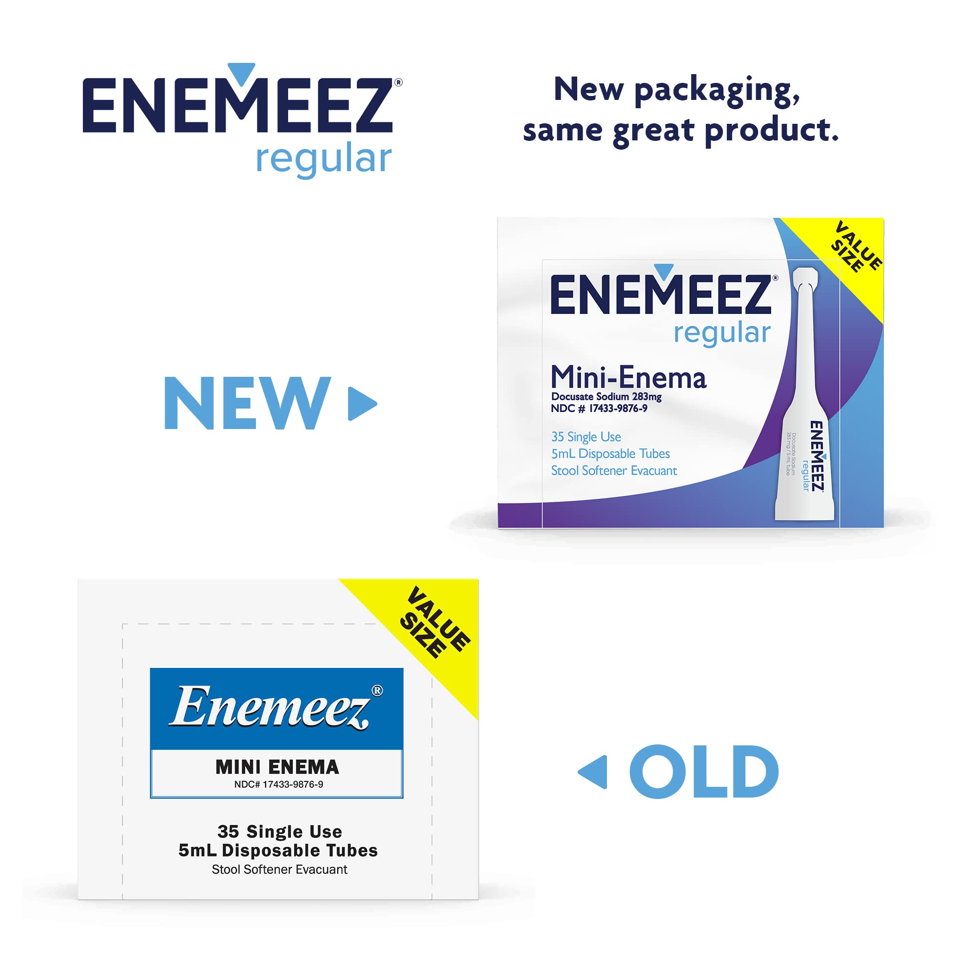 Enemeez Plus mini enema packaging box highlighting fast-acting relief
