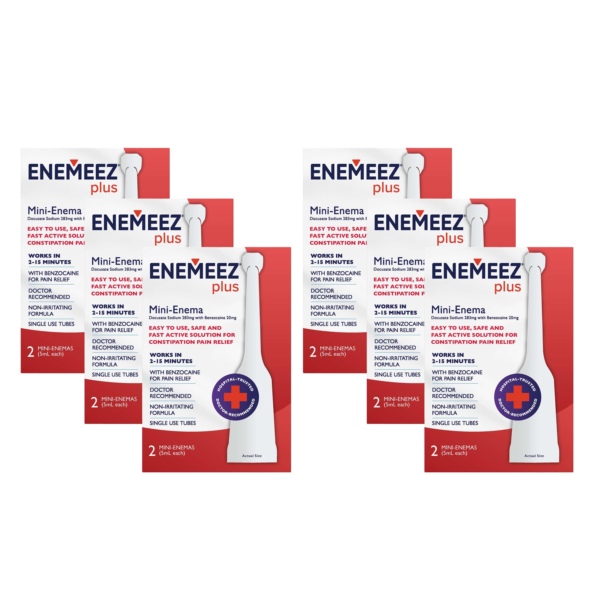Enemeez Plus mini-enemas tubes compact pack for easy home use and quick relief potential.