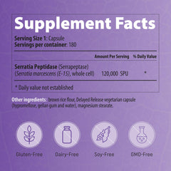 Enerex Serrapeptase packaging highlights Canadian-made quality and purity