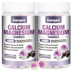 Energare calcium magnesium zinc gummies bottle showing colorful shapes for bone support