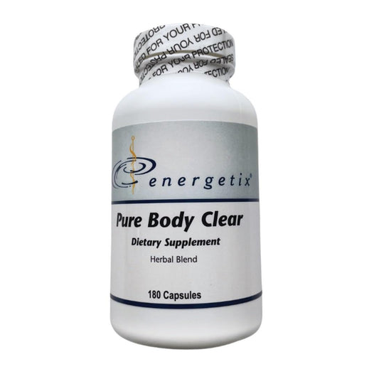 Energetix Pure Body Clear capsules close-up for daily wellness routines.