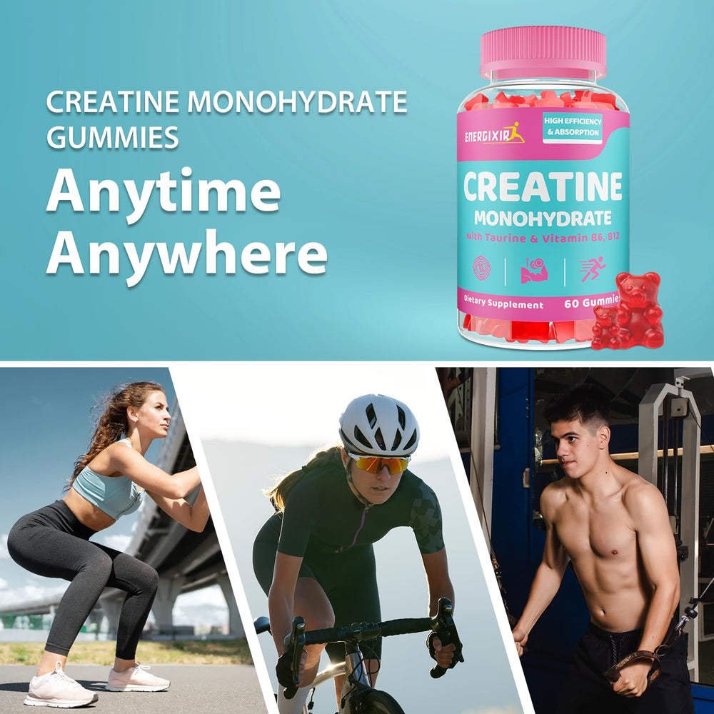 GMP label on Energixir Creatine Gummies bottle indicating quality standards.