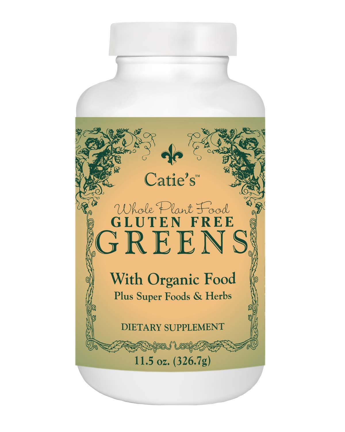 Energy Essentials Catie's Greens bottle on kitchen counter for daily vitality