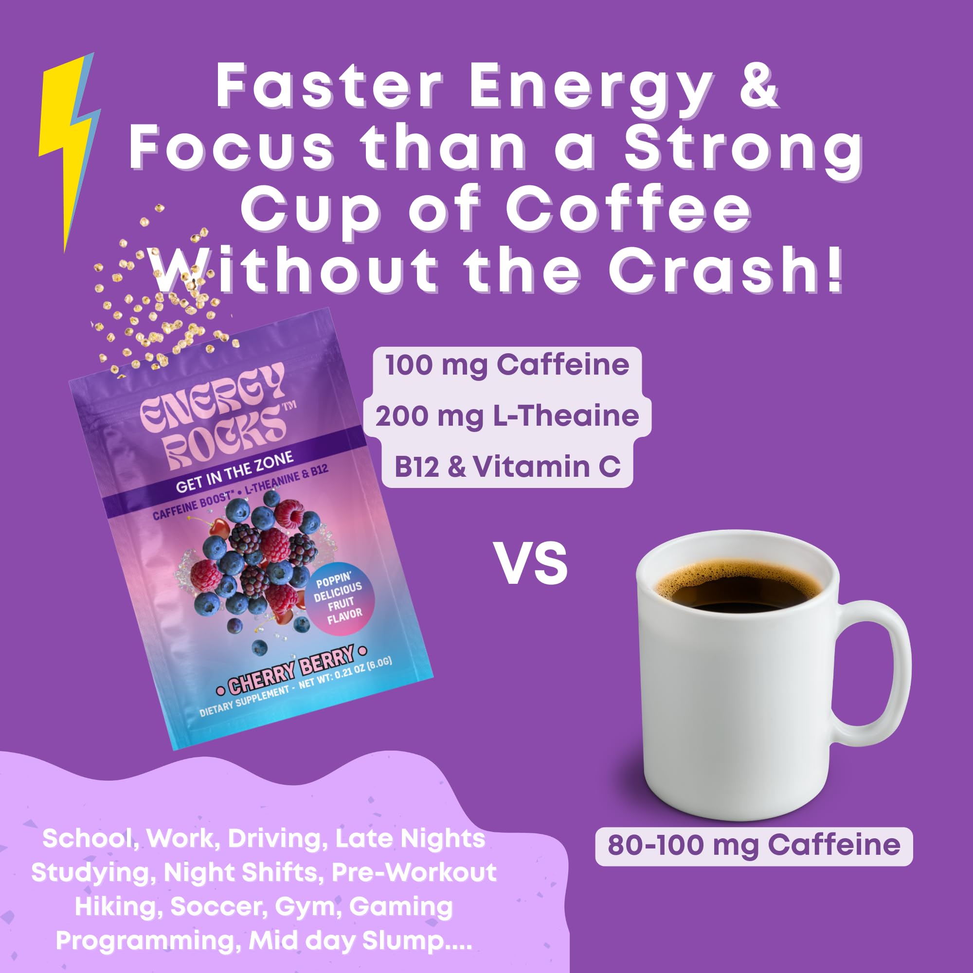 Energy Rocks sachet on the go, pocket energy for workouts and commutes.