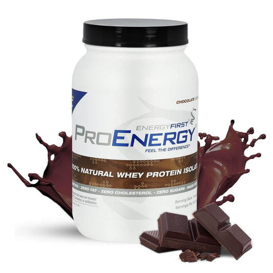 EnergyFirst grass-fed chocolate whey isolate bottle for muscle recovery