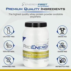 EnergyFirst creamy vanilla shake in glass from whey protein isolate.