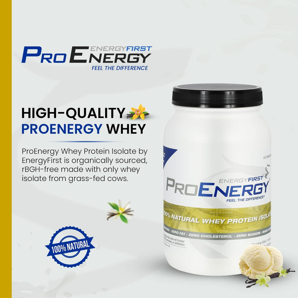 EnergyFirst scoop of vanilla whey powder with zero sugar and keto-friendly use.