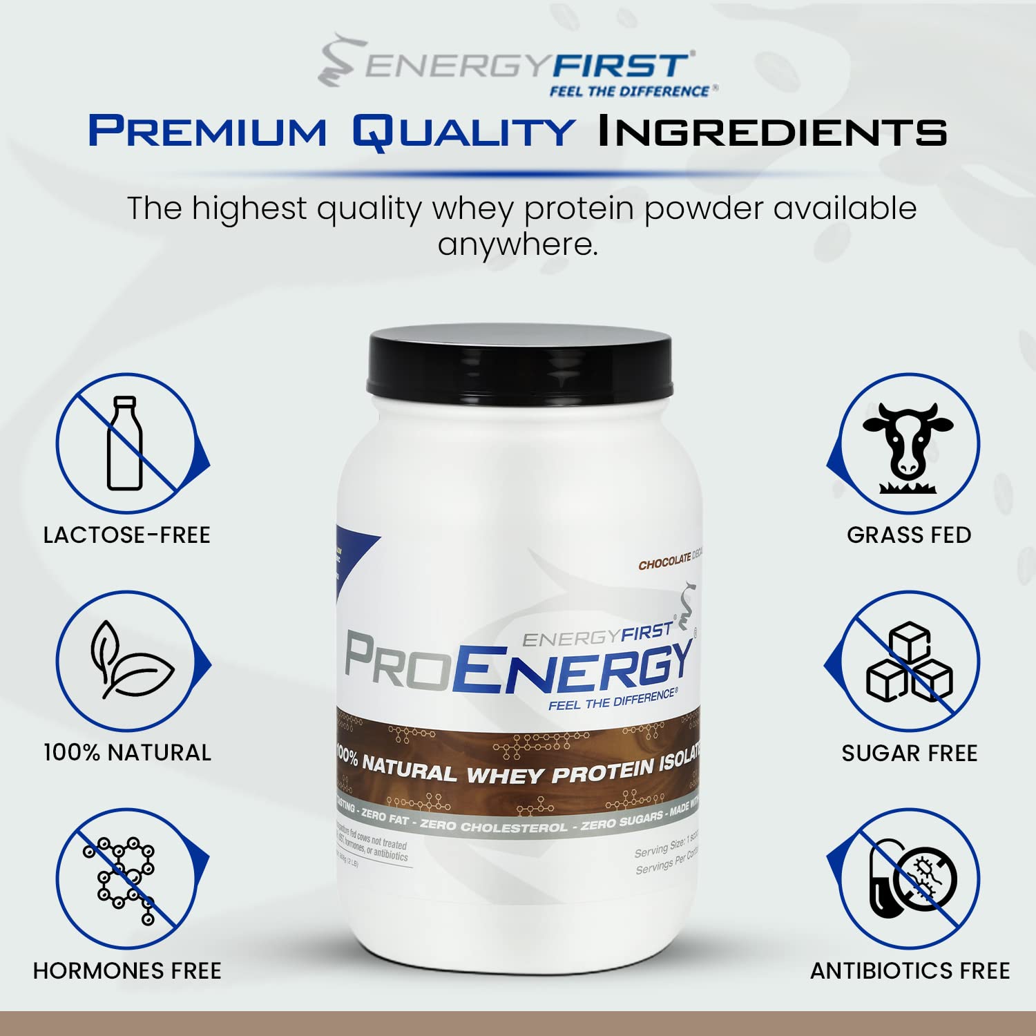 EnergyFirst whey protein scoop ready to measure a serving