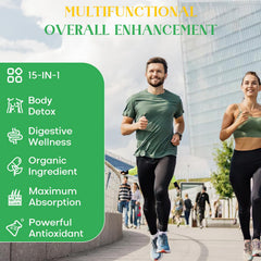 Enerlix chlorella powder in vibrant green suggesting nutrient-rich cleanse.