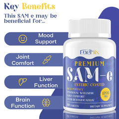 Enerlix SAM-e with milk thistle and rhodiola displayed for wellness