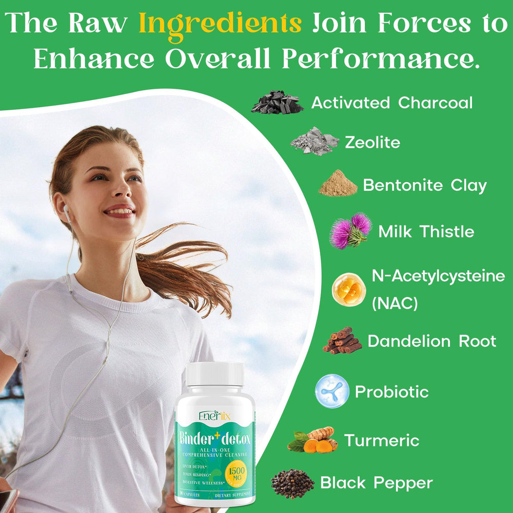 Enerlix zeolite and bentonite clay powder image implying deep detox.