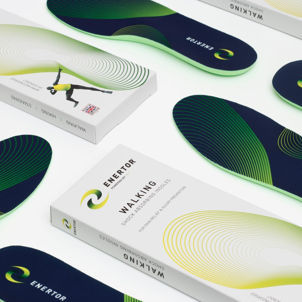 Enertor PX1 insoles' shock absorption technology protects feet during daily activities.