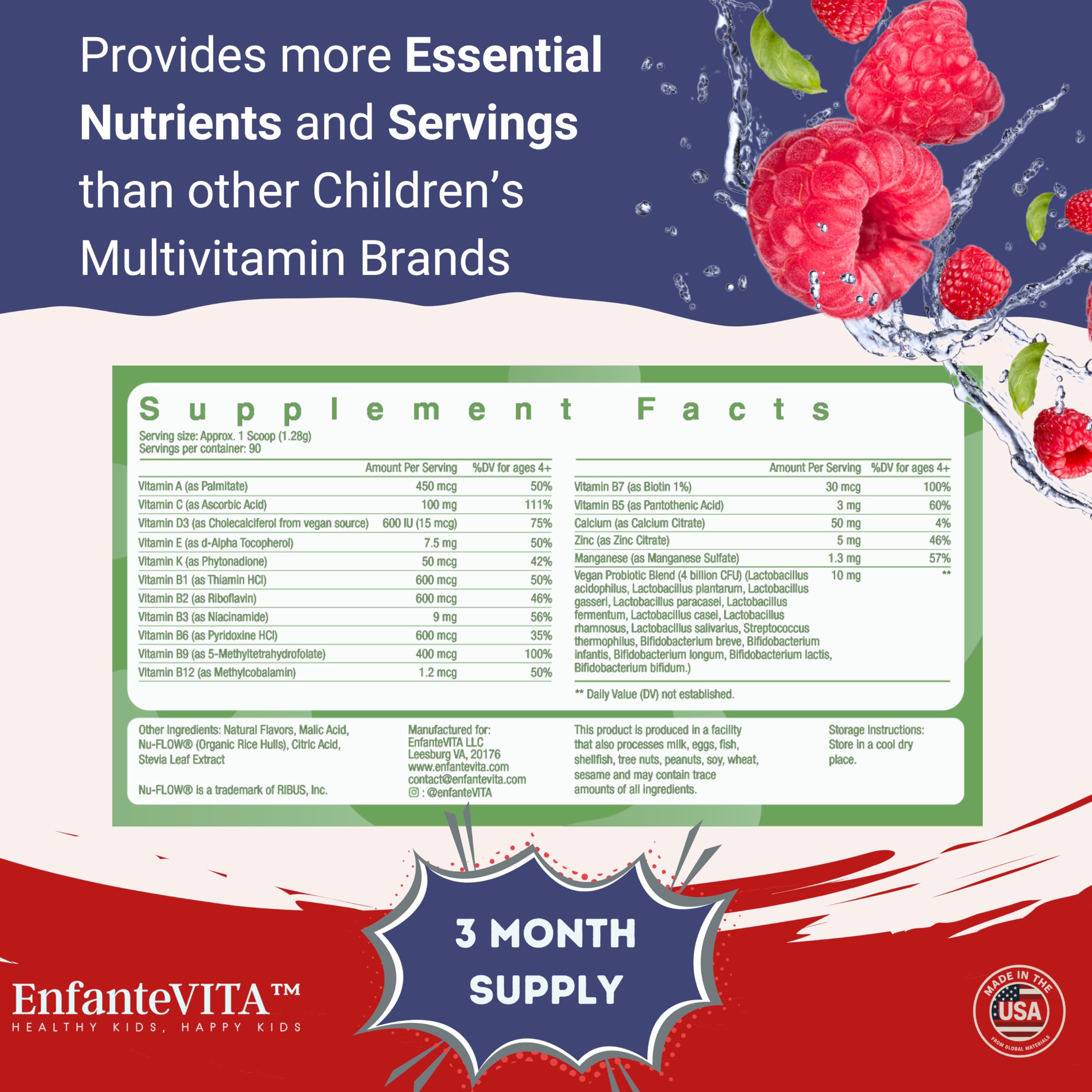 EnfanteVITA manufactured in USA facility signifying trusted quality